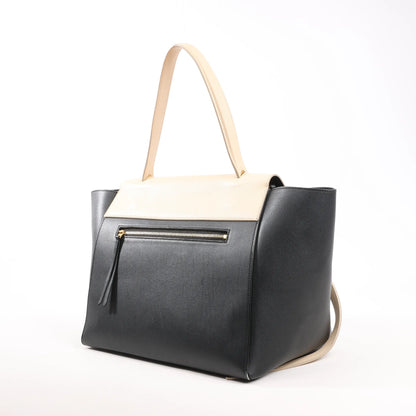 Celine Belt Bag Mini Leather 2way Handbag in Black x Beige