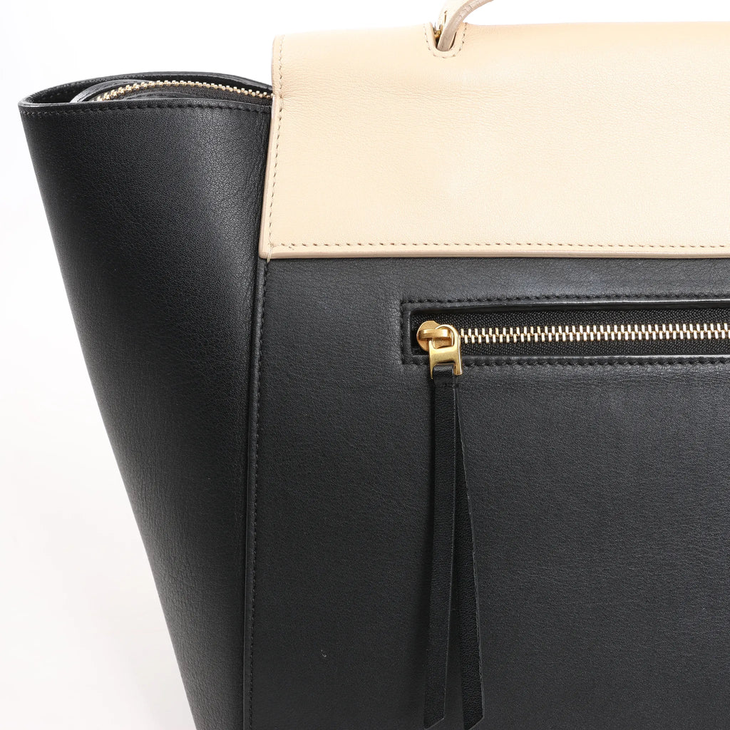 Celine Belt Bag Mini Leather 2way Handbag in Black x Beige