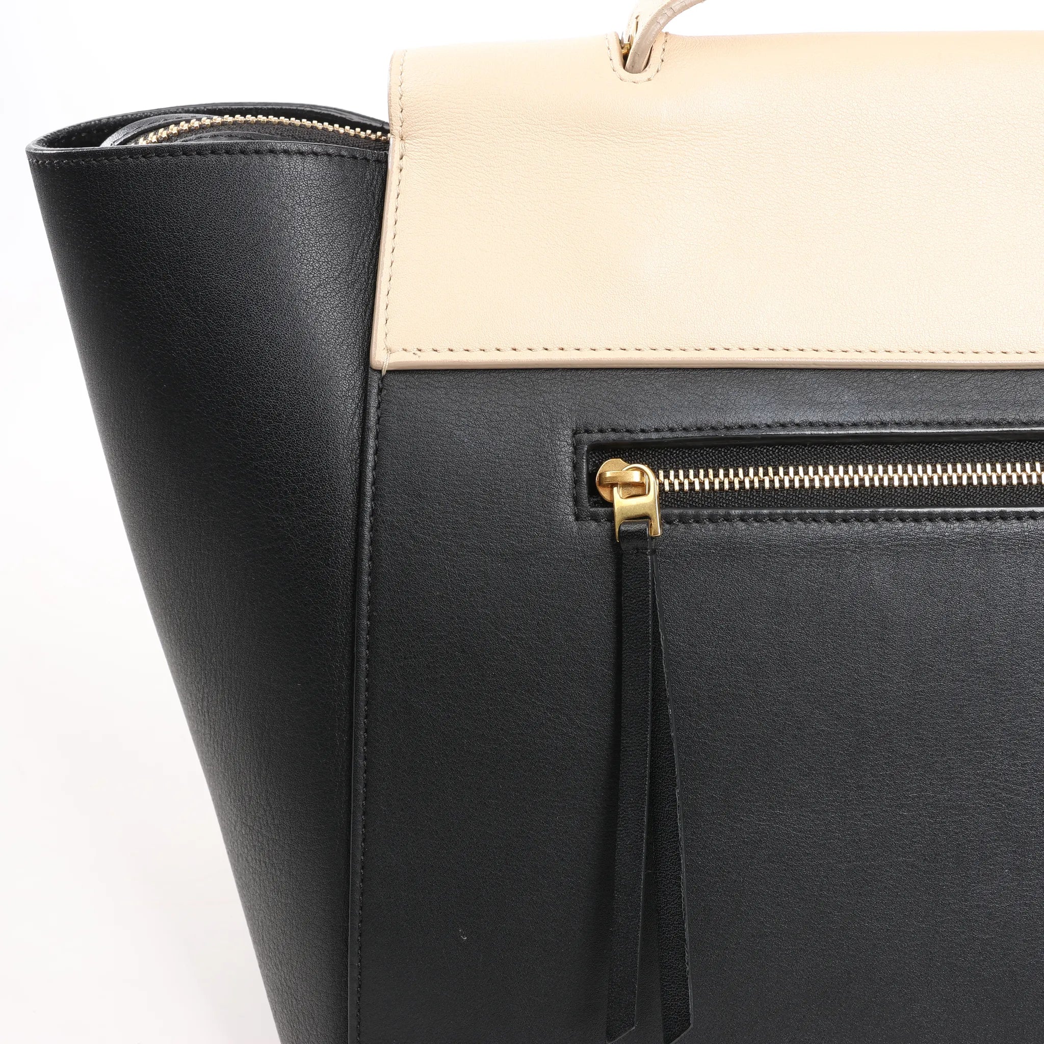 Celine Belt Bag Mini Leather 2way Handbag in Black x Beige