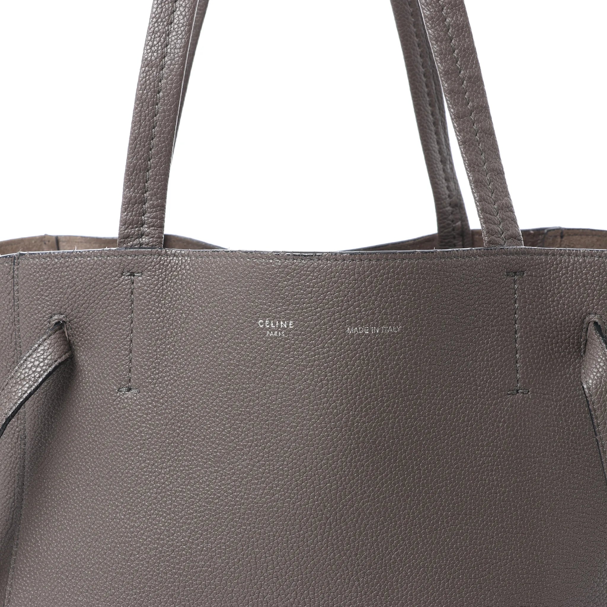 Celine Cabas Phantom Medium Leather Shoulder Bag in Gray