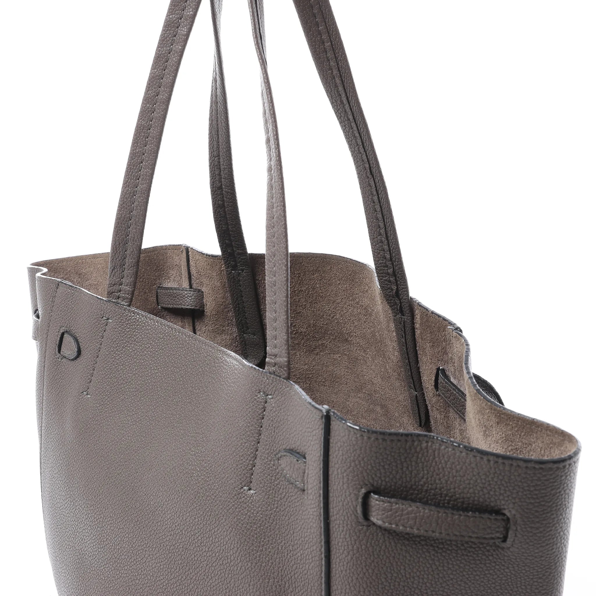 Celine Cabas Phantom Medium Leather Shoulder Bag in Gray
