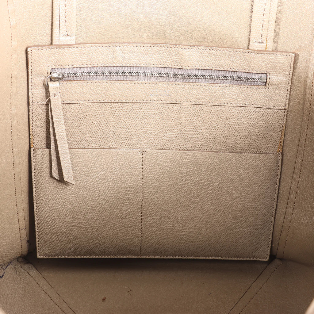 Celine Cabas Phantom Small Leather Shoulder Bag in Beige