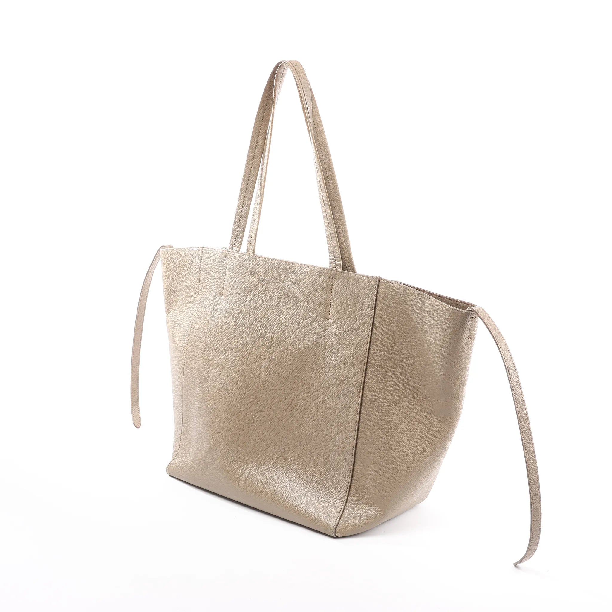Celine Cabas Phantom Small Leather Shoulder Bag in Beige
