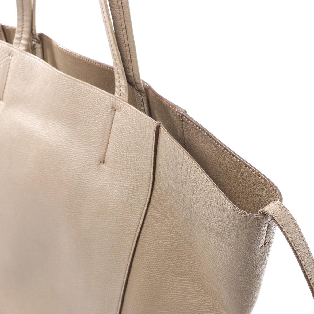 Celine Cabas Phantom Small Leather Shoulder Bag in Beige