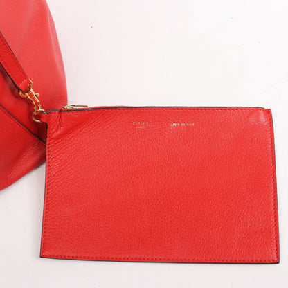 Celine Cabas Phantom Large Leather Shoulder Bag in Red