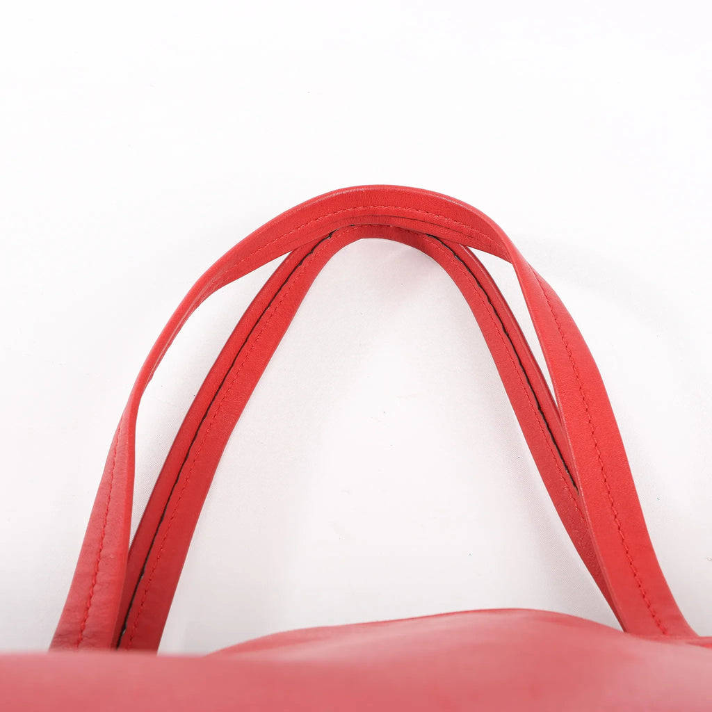 Celine Cabas Phantom Large Leather Shoulder Bag in Red