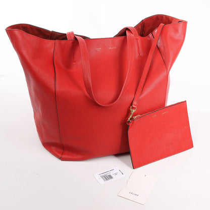 Celine Cabas Phantom Large Leather Shoulder Bag in Red