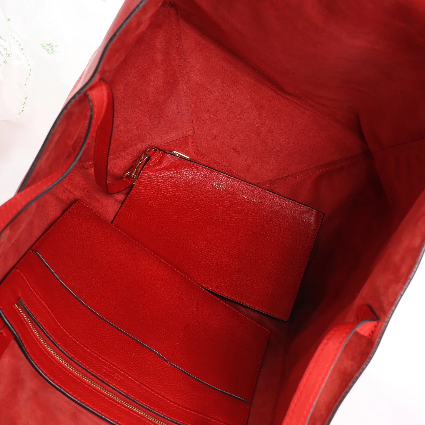 Celine Cabas Phantom Large Leather Shoulder Bag in Red