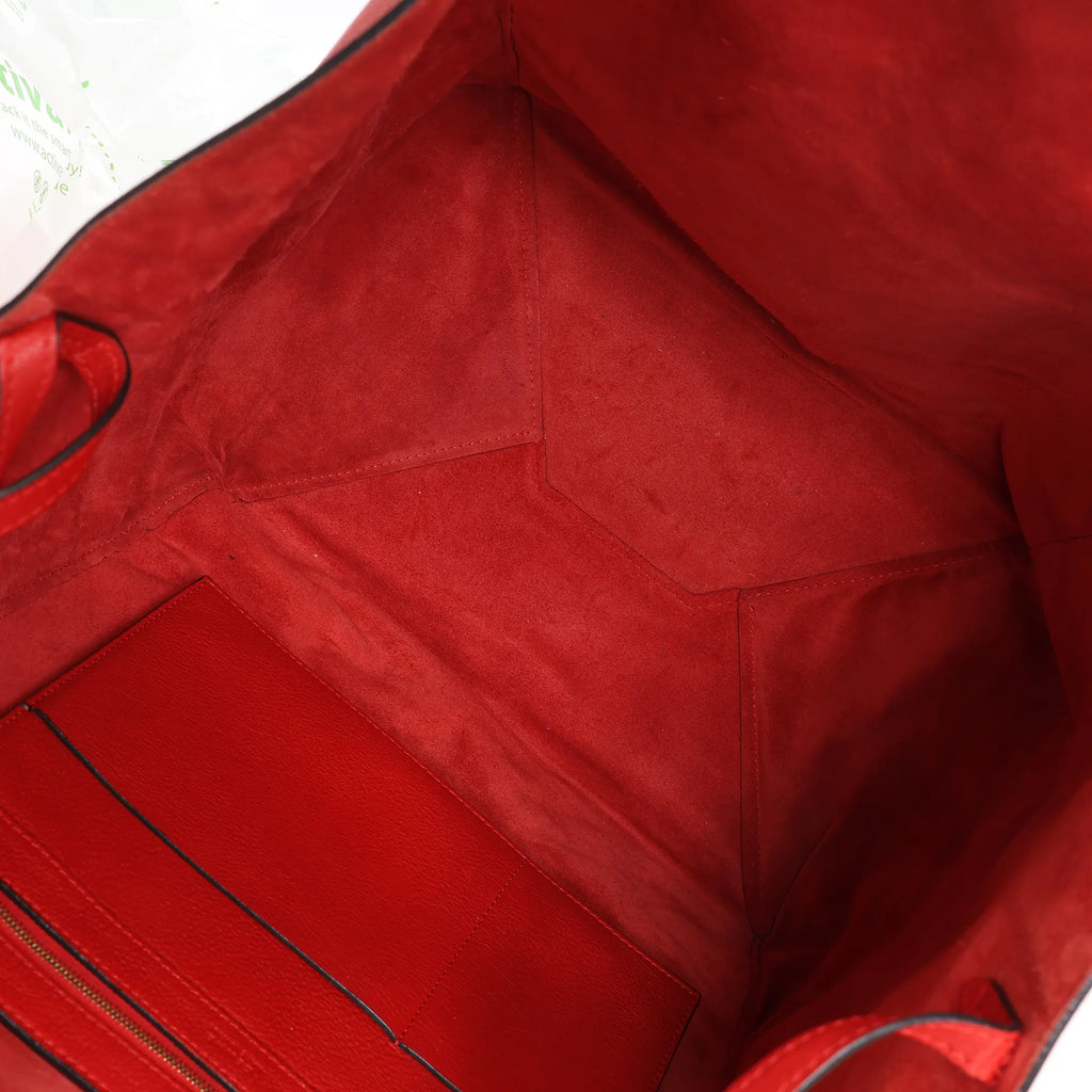 Celine Cabas Phantom Large Leather Shoulder Bag in Red