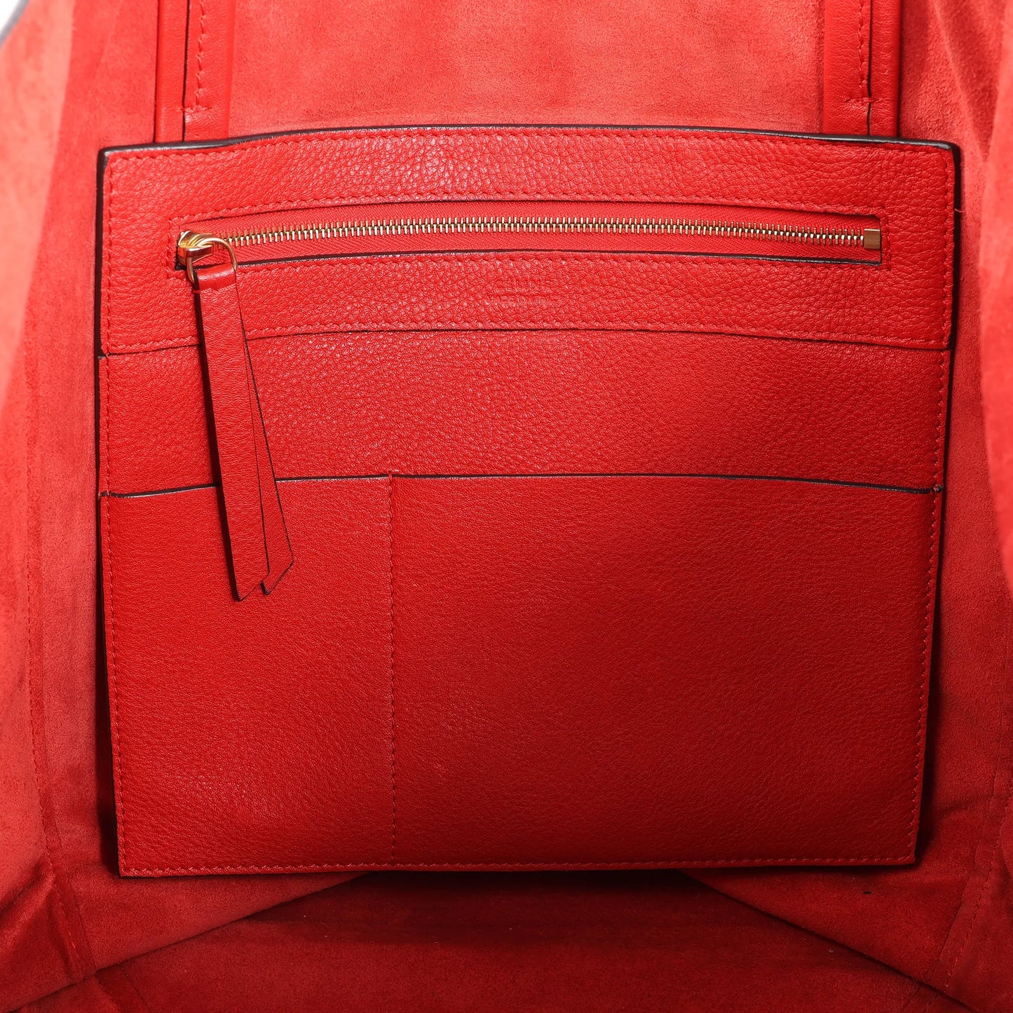 Celine Cabas Phantom Large Leather Shoulder Bag in Red