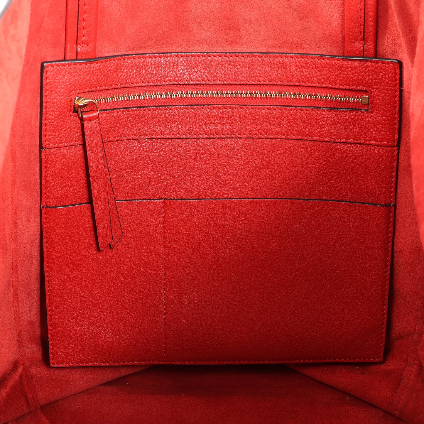 Celine Cabas Phantom Large Leather Shoulder Bag in Red