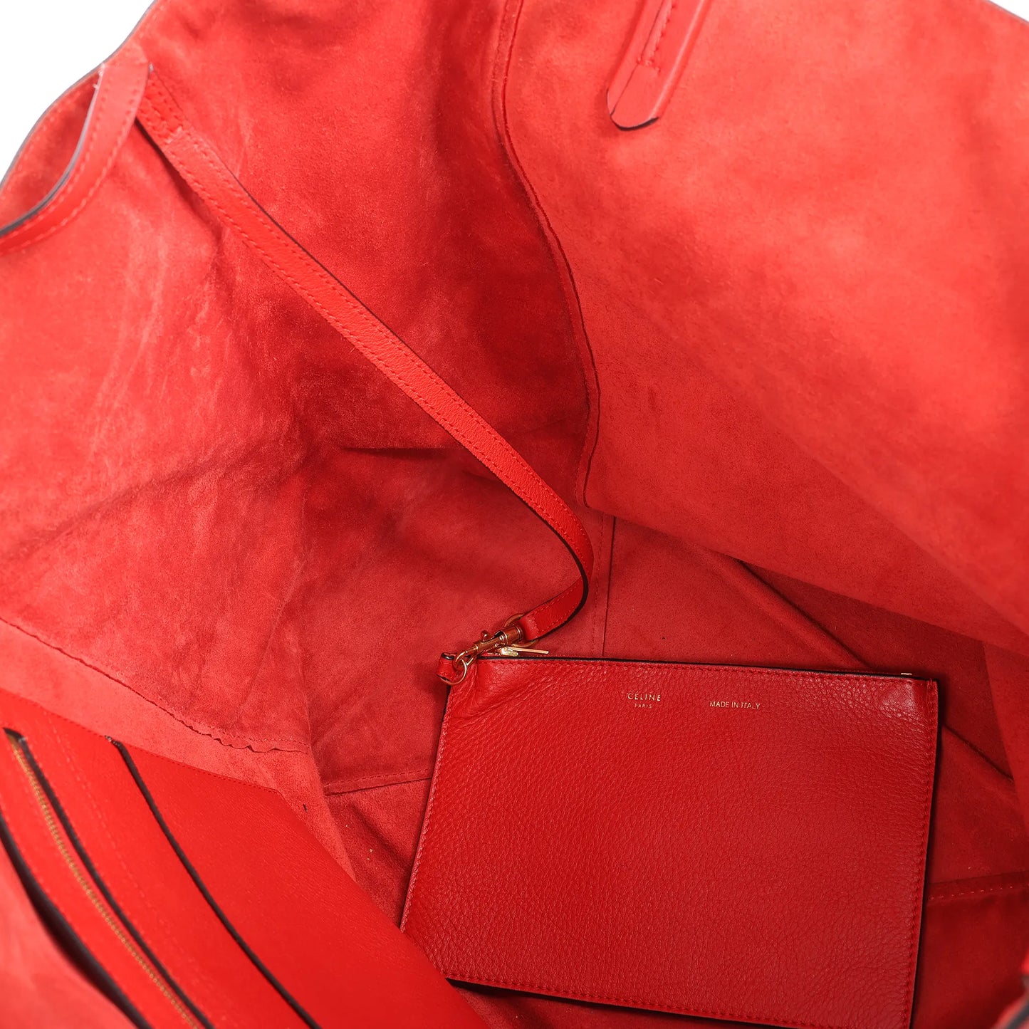 Celine Cabas Phantom Large Leather Shoulder Bag in Red
