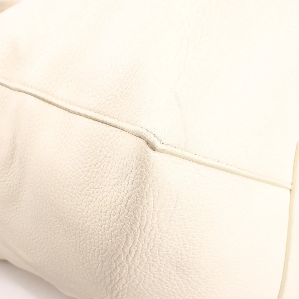 Celine Cabas Phantom Medium Leather Shoulder Bag in White
