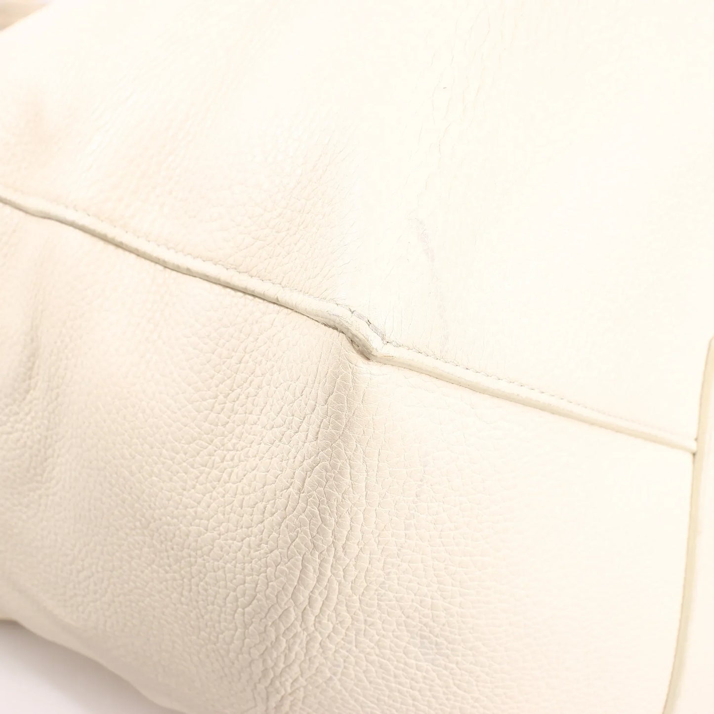 Celine Cabas Phantom Medium Leather Shoulder Bag in White