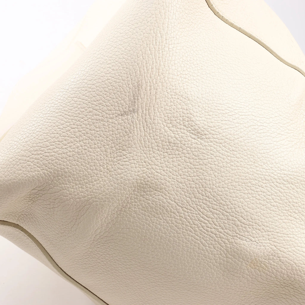 Celine Cabas Phantom Medium Leather Shoulder Bag in White