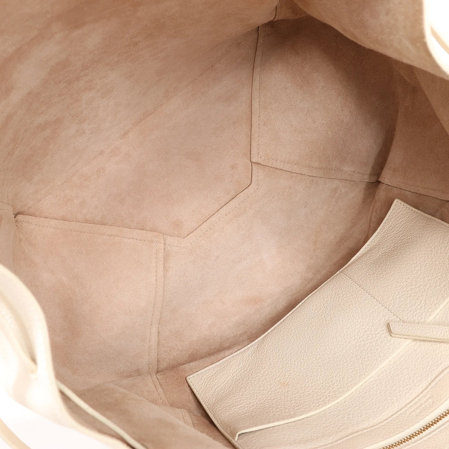 Celine Cabas Phantom Medium Leather Shoulder Bag in White