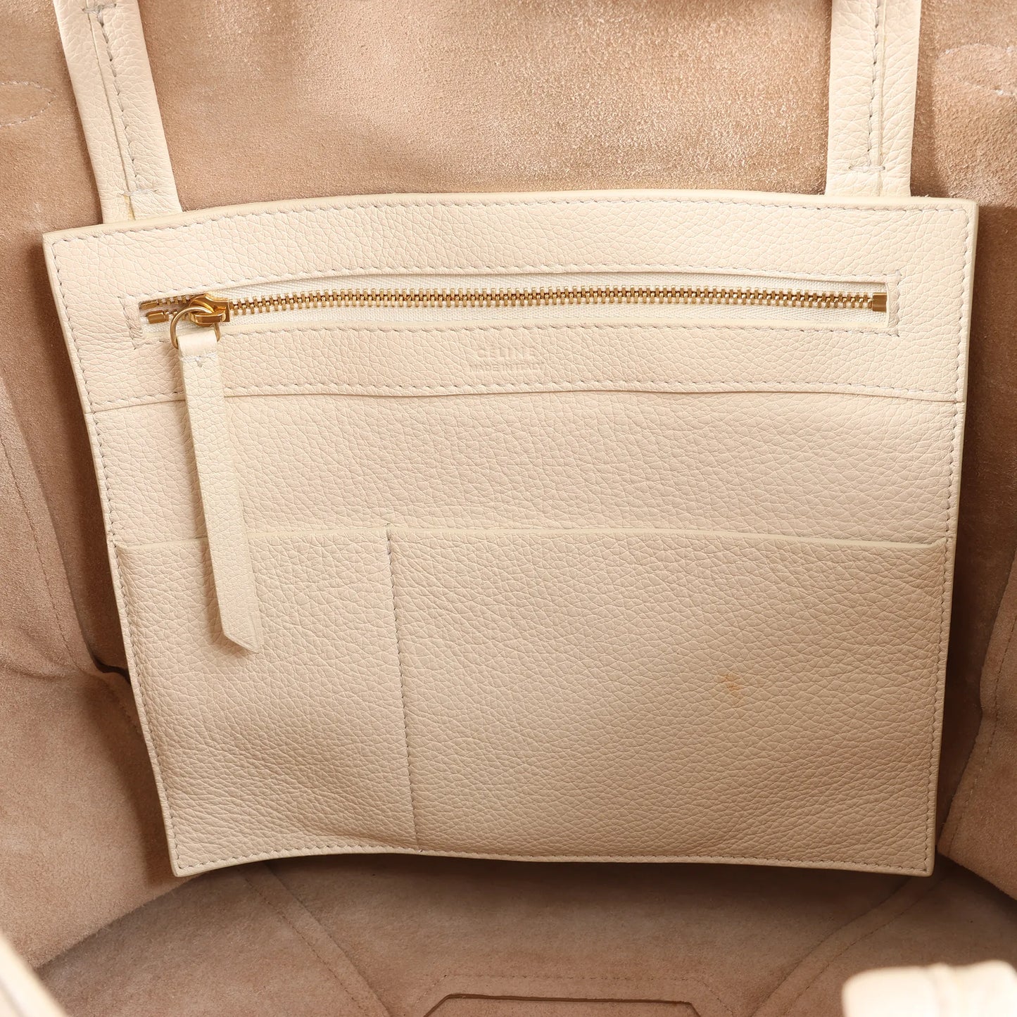 Celine Cabas Phantom Medium Leather Shoulder Bag in White