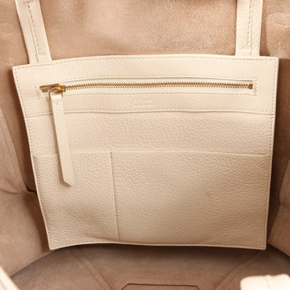 Celine Cabas Phantom Medium Leather Shoulder Bag in White