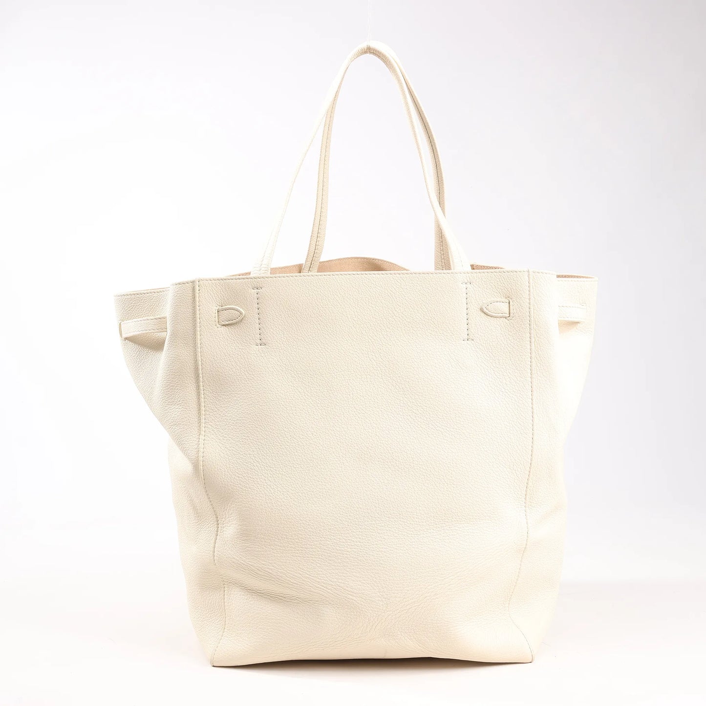 Celine Cabas Phantom Medium Leather Shoulder Bag in White
