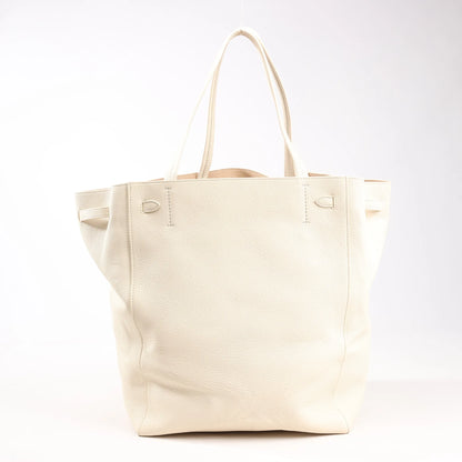 Celine Cabas Phantom Medium Leather Shoulder Bag in White
