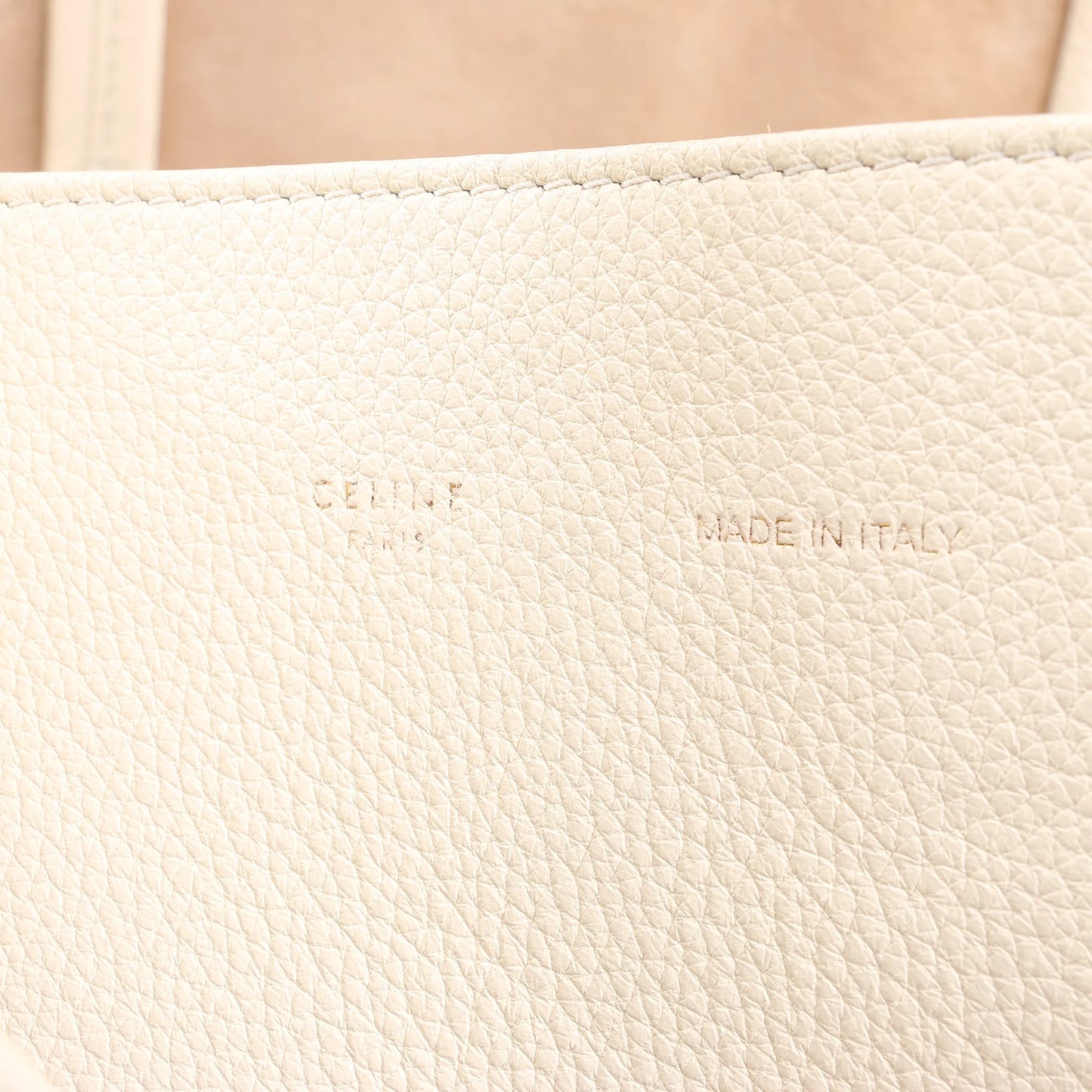 Celine Cabas Phantom Medium Leather Shoulder Bag in White