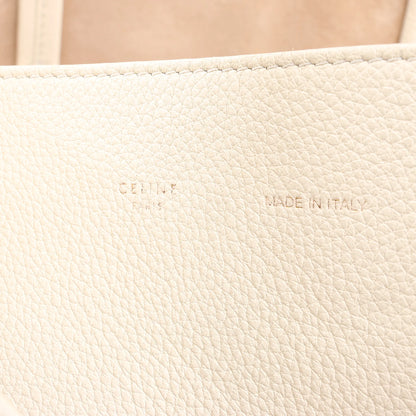 Celine Cabas Phantom Medium Leather Shoulder Bag in White