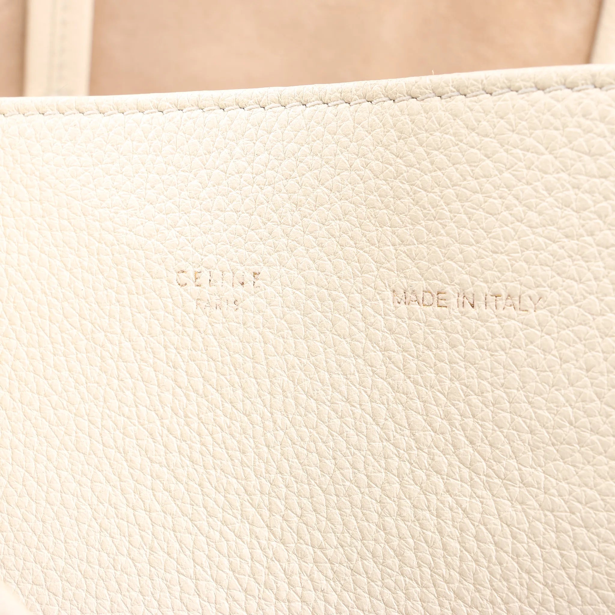 Celine Cabas Phantom Medium Leather Shoulder Bag in White