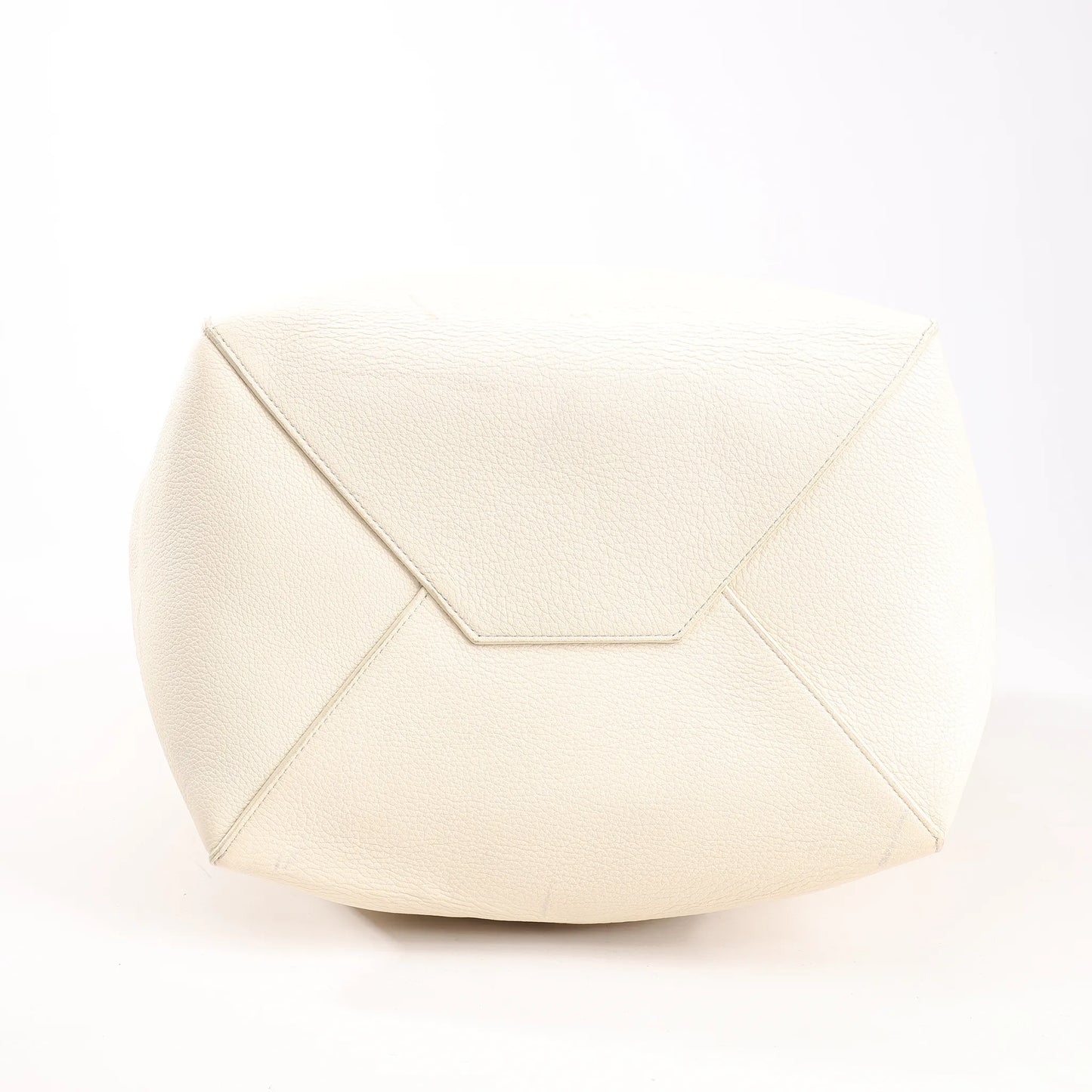 Celine Cabas Phantom Medium Leather Shoulder Bag in White
