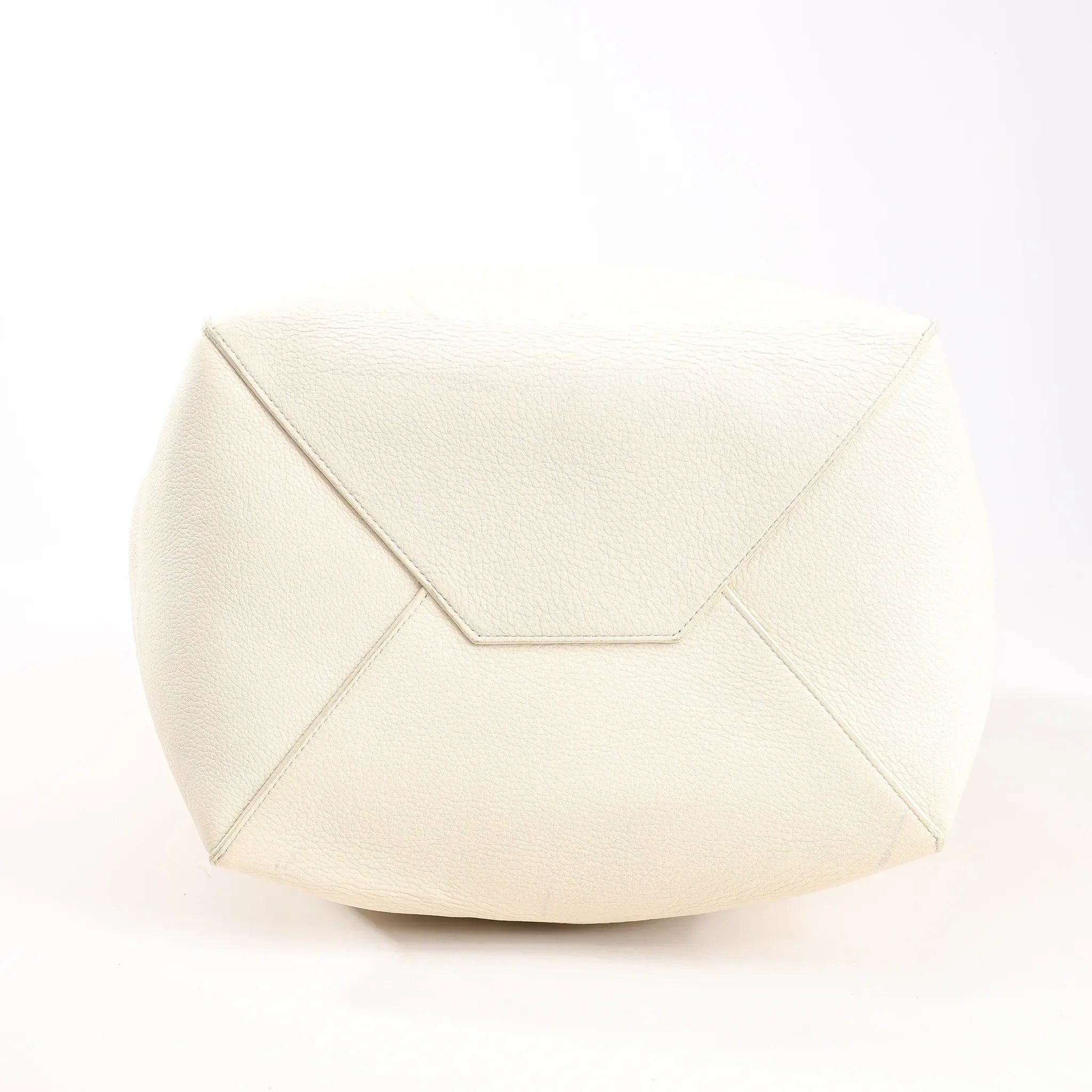 Celine Cabas Phantom Medium Leather Shoulder Bag in White
