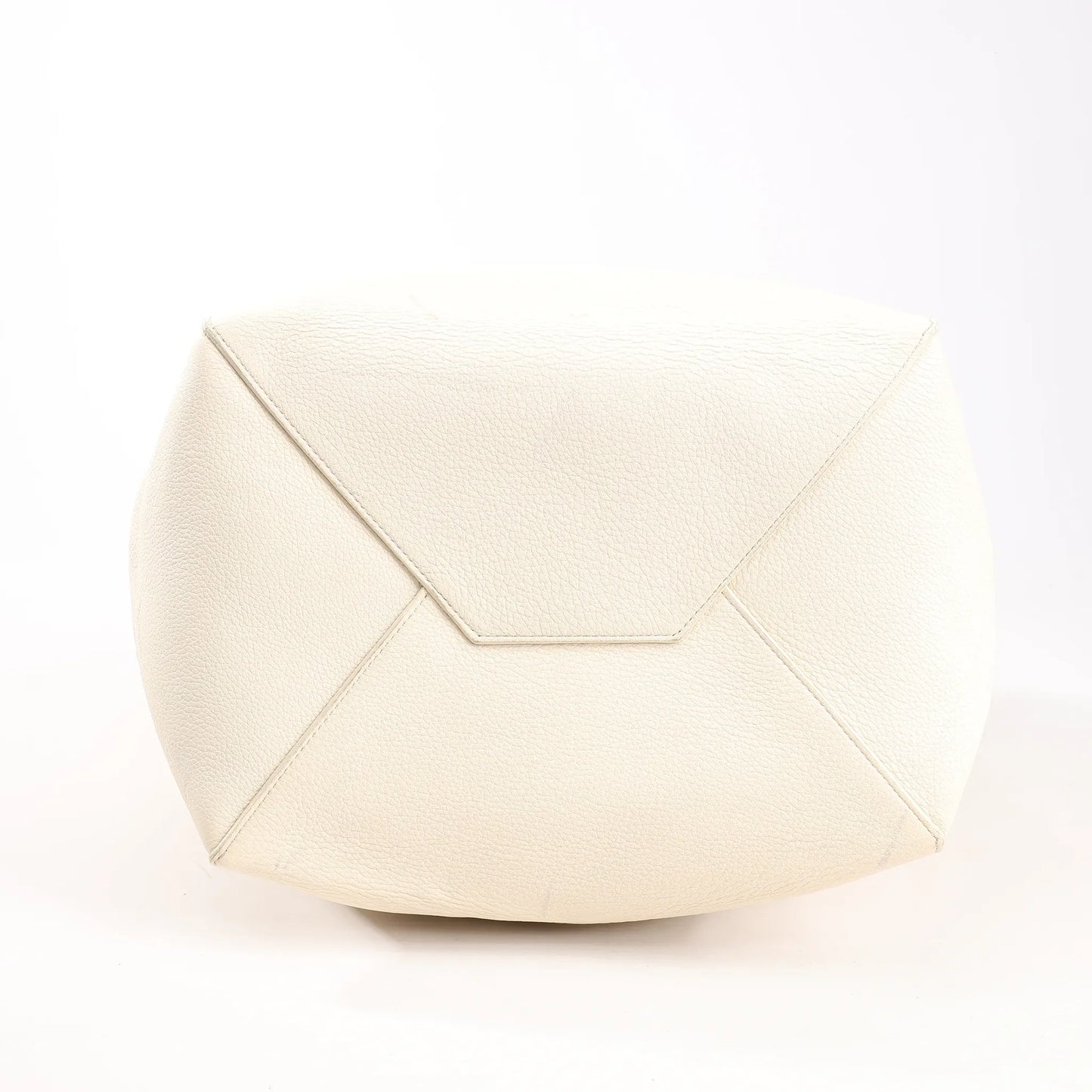 Celine Cabas Phantom Medium Leather Shoulder Bag in White
