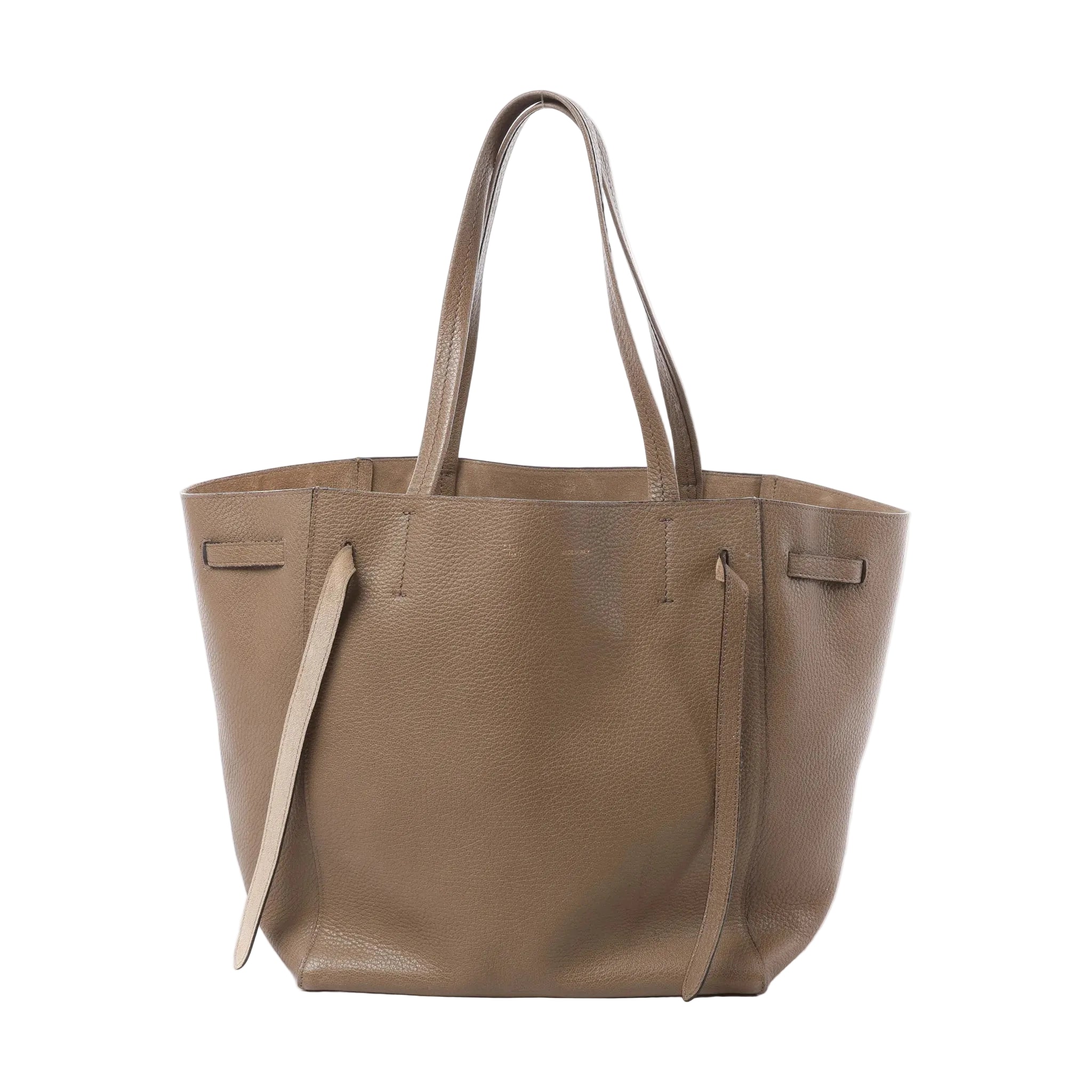 Celine Cabas Phantom Small Leather Shoulder Bag in Taupe