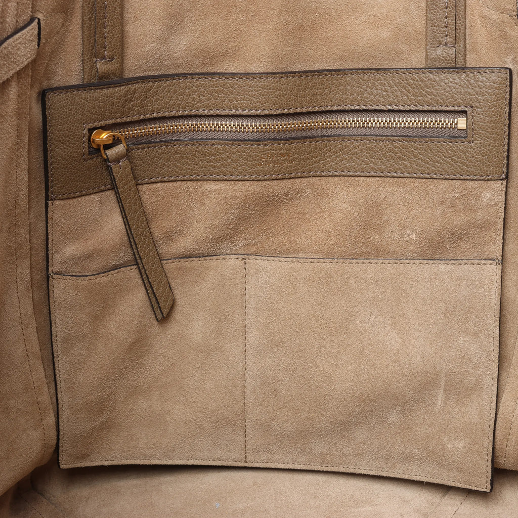 Celine Cabas Phantom Small Leather Shoulder Bag in Taupe