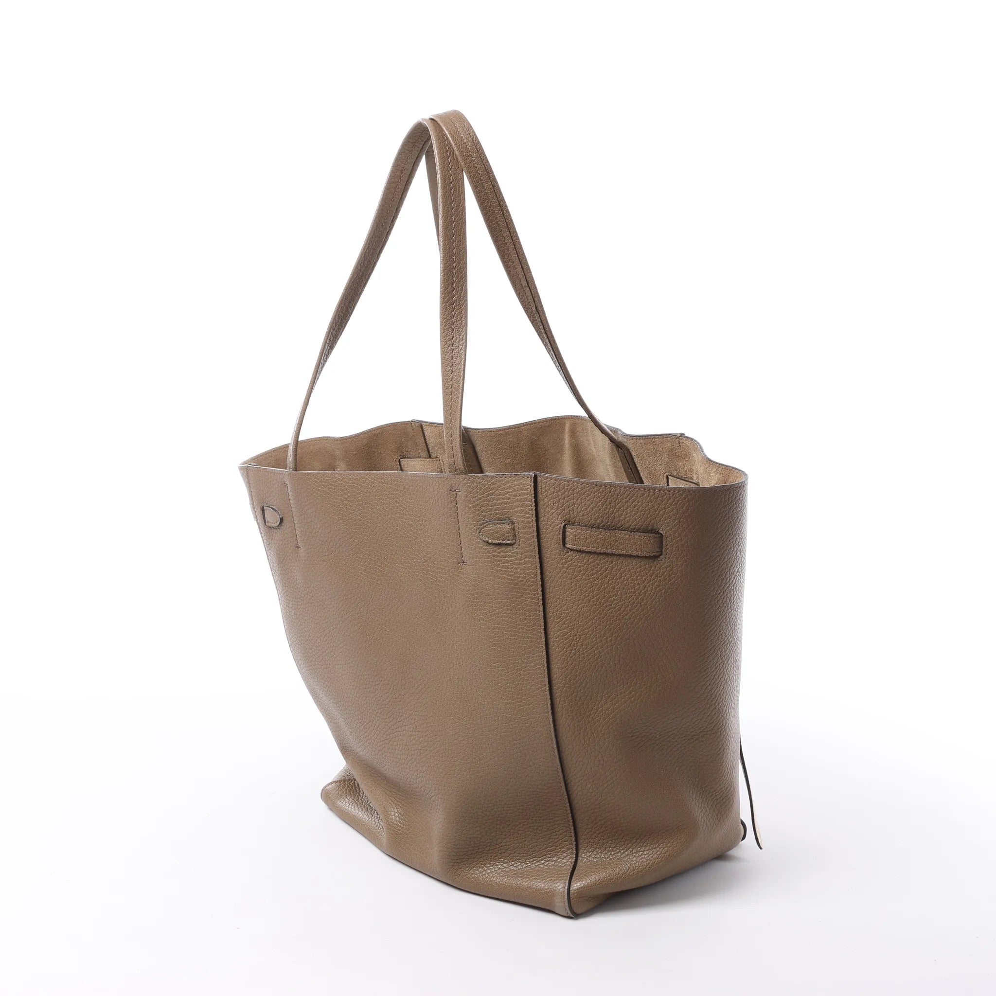 Celine Cabas Phantom Small Leather Shoulder Bag in Taupe