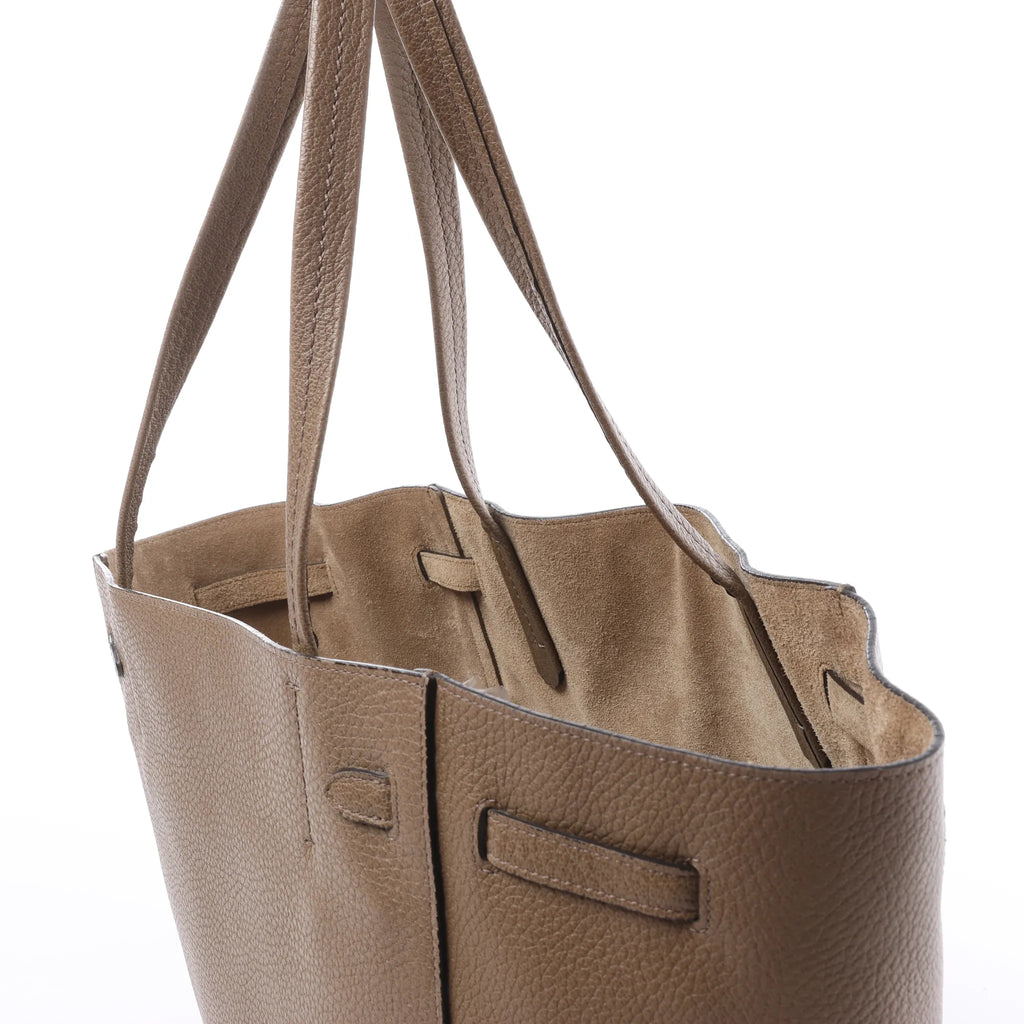 Celine Cabas Phantom Small Leather Shoulder Bag in Taupe
