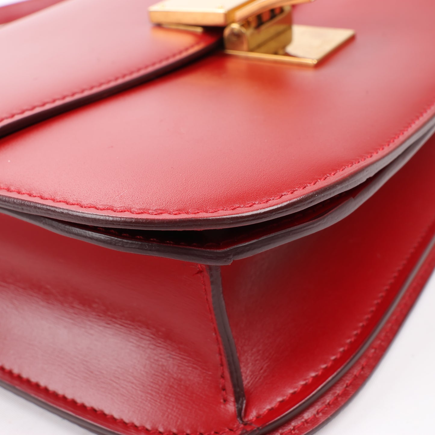 CELINE Classic Box Medium Leder-Umhängetasche in Rot