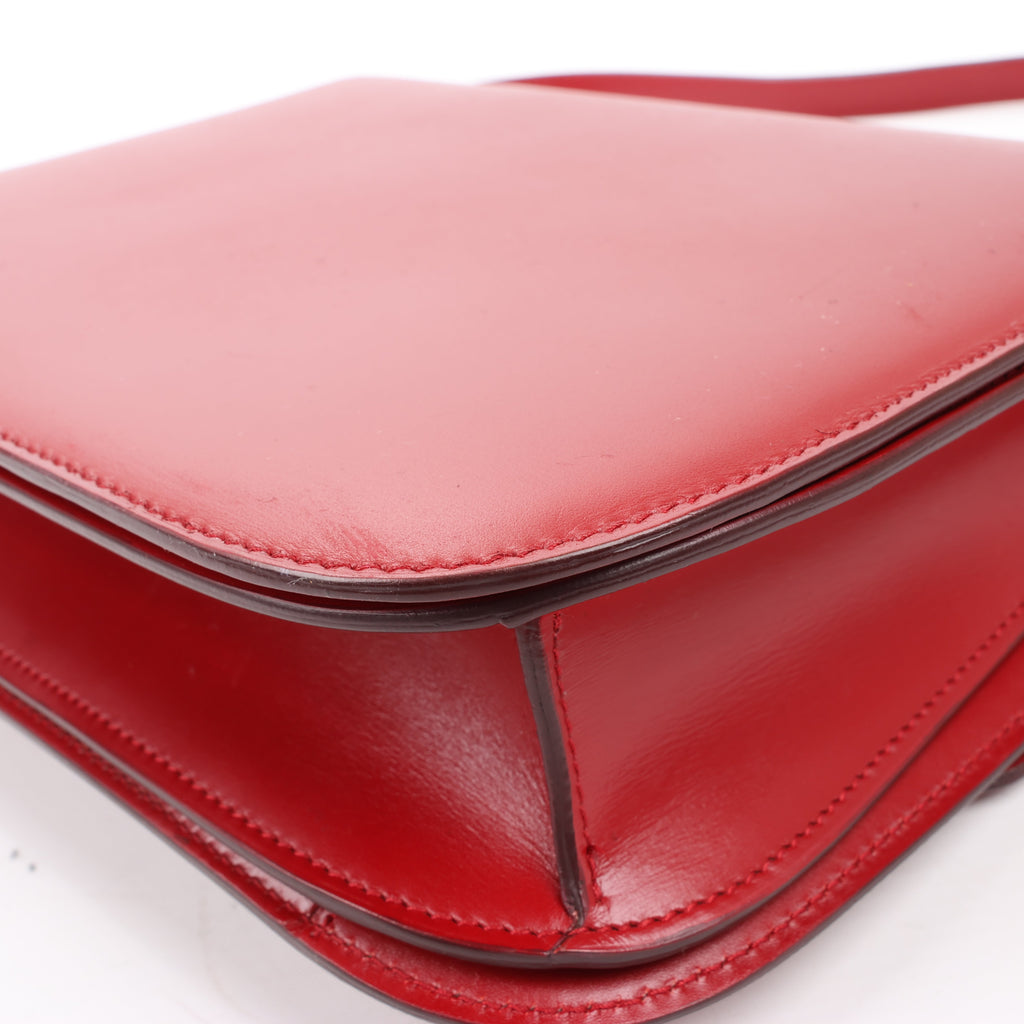 CELINE Classic Box Medium Leather Crossbody Bag in Red