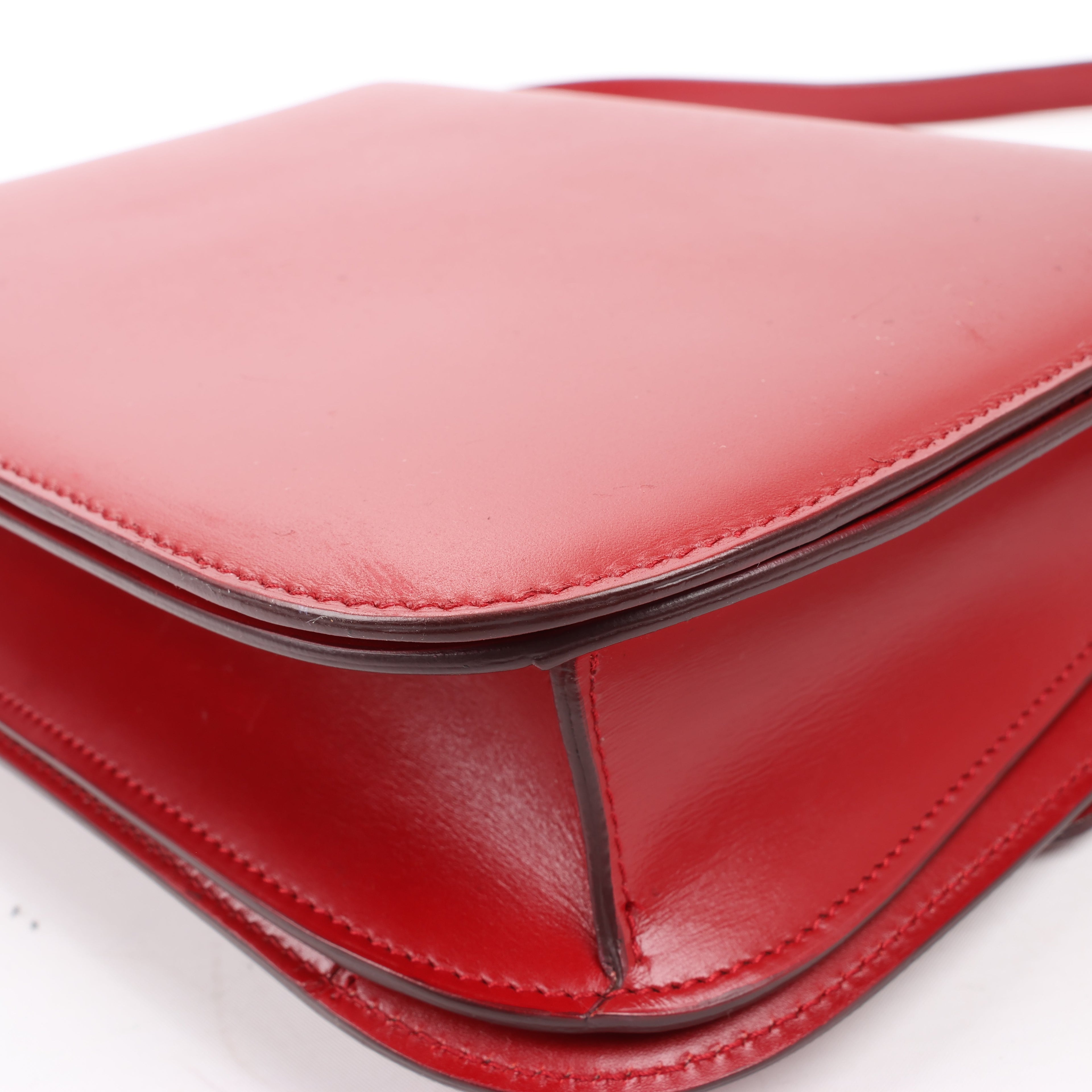 CELINE Classic Box Medium Leather Crossbody Bag in Red