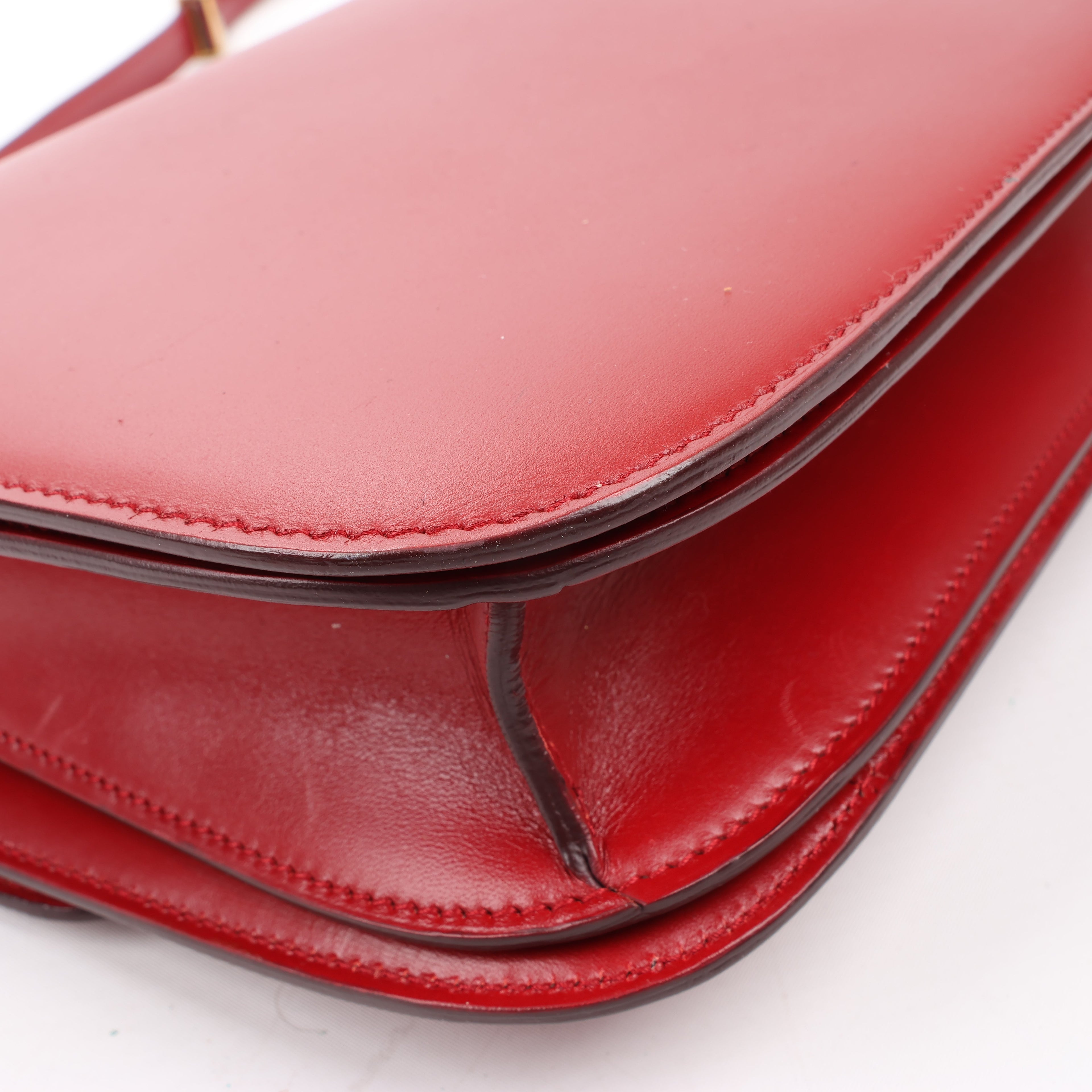 CELINE Classic Box Medium Leather Crossbody Bag in Red