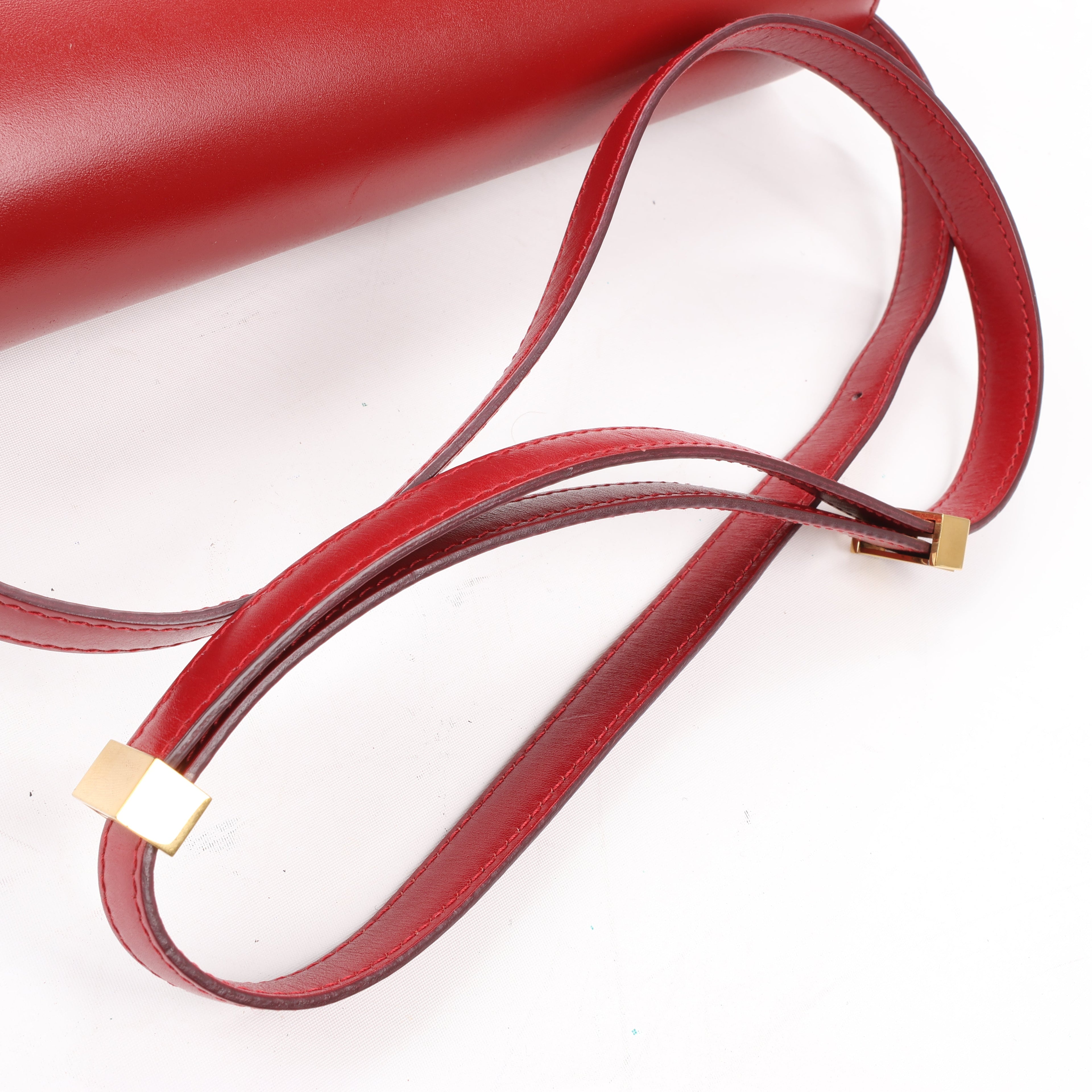 CELINE Classic Box Medium Leather Crossbody Bag in Red