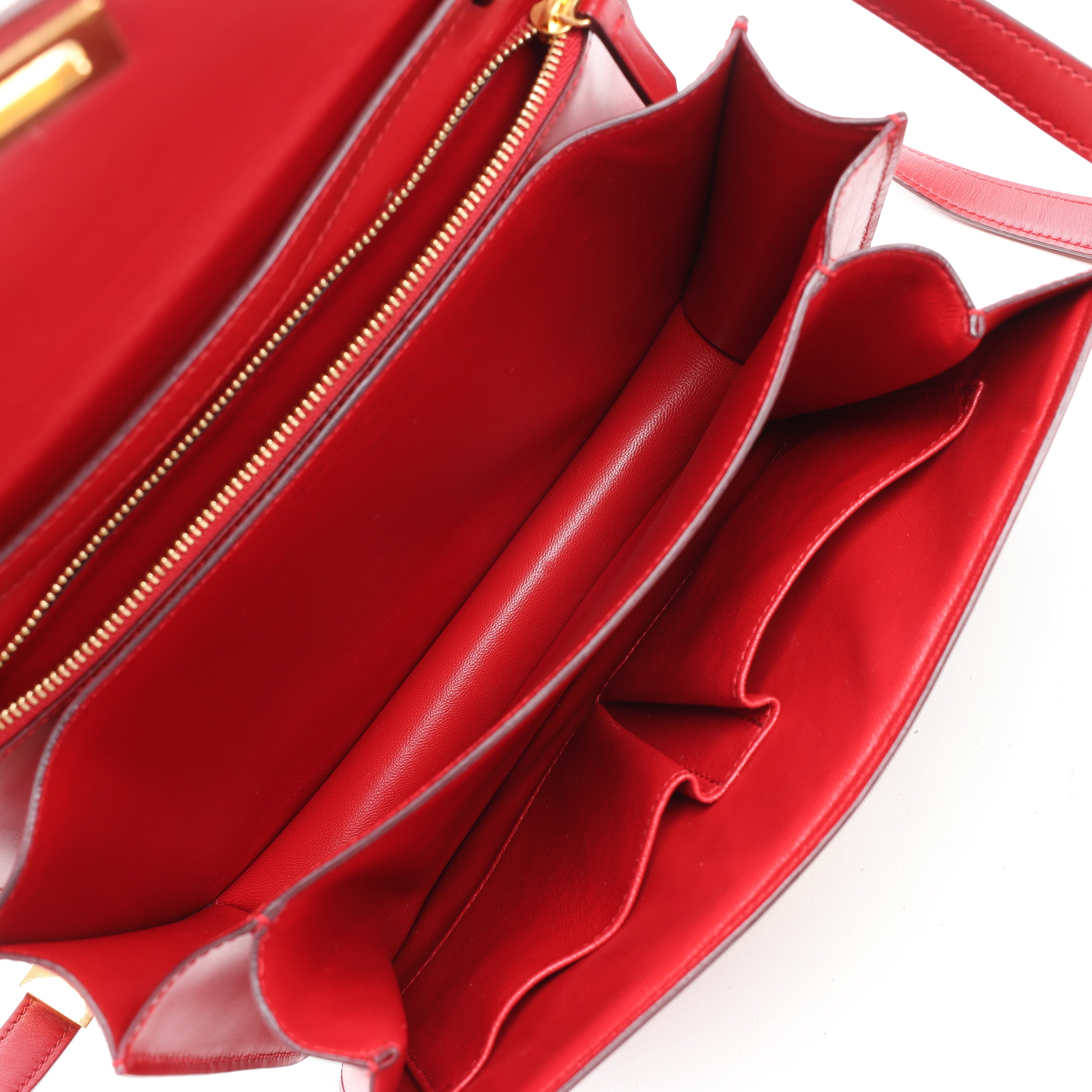 CELINE Classic Box Medium Leather Crossbody Bag in Red