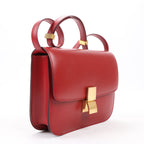 CELINE Classic Box Medium Leather Crossbody Bag in Red