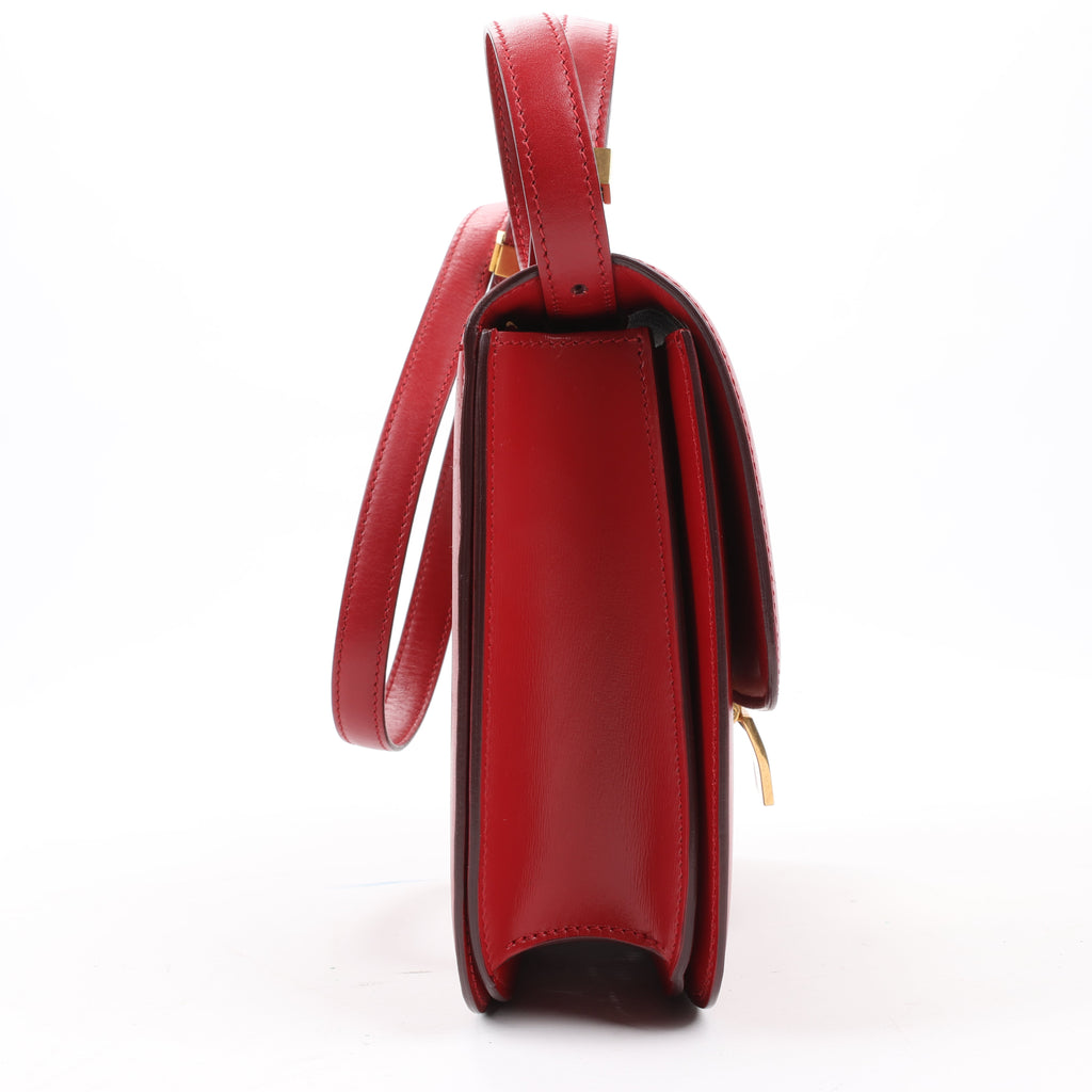 CELINE Classic Box Medium Leather Crossbody Bag in Red