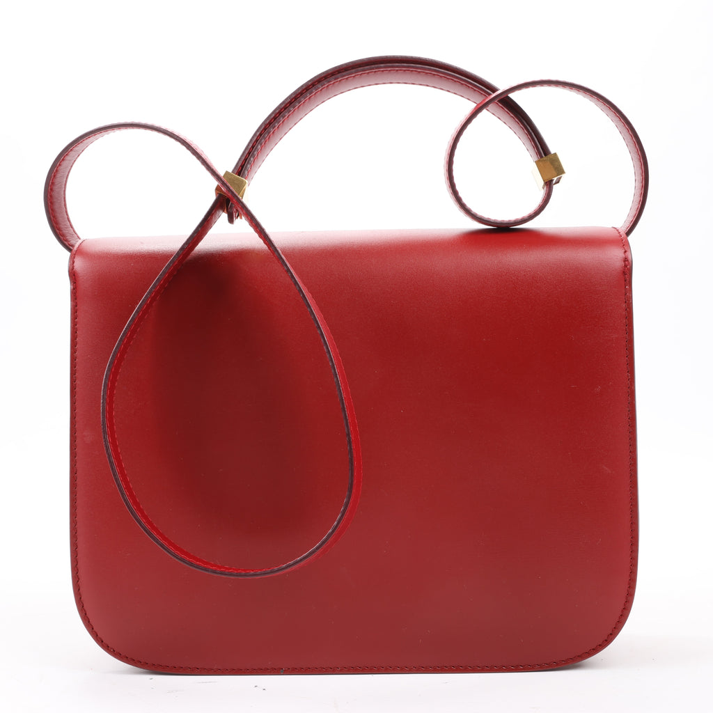 CELINE Classic Box Medium Leather Crossbody Bag in Red