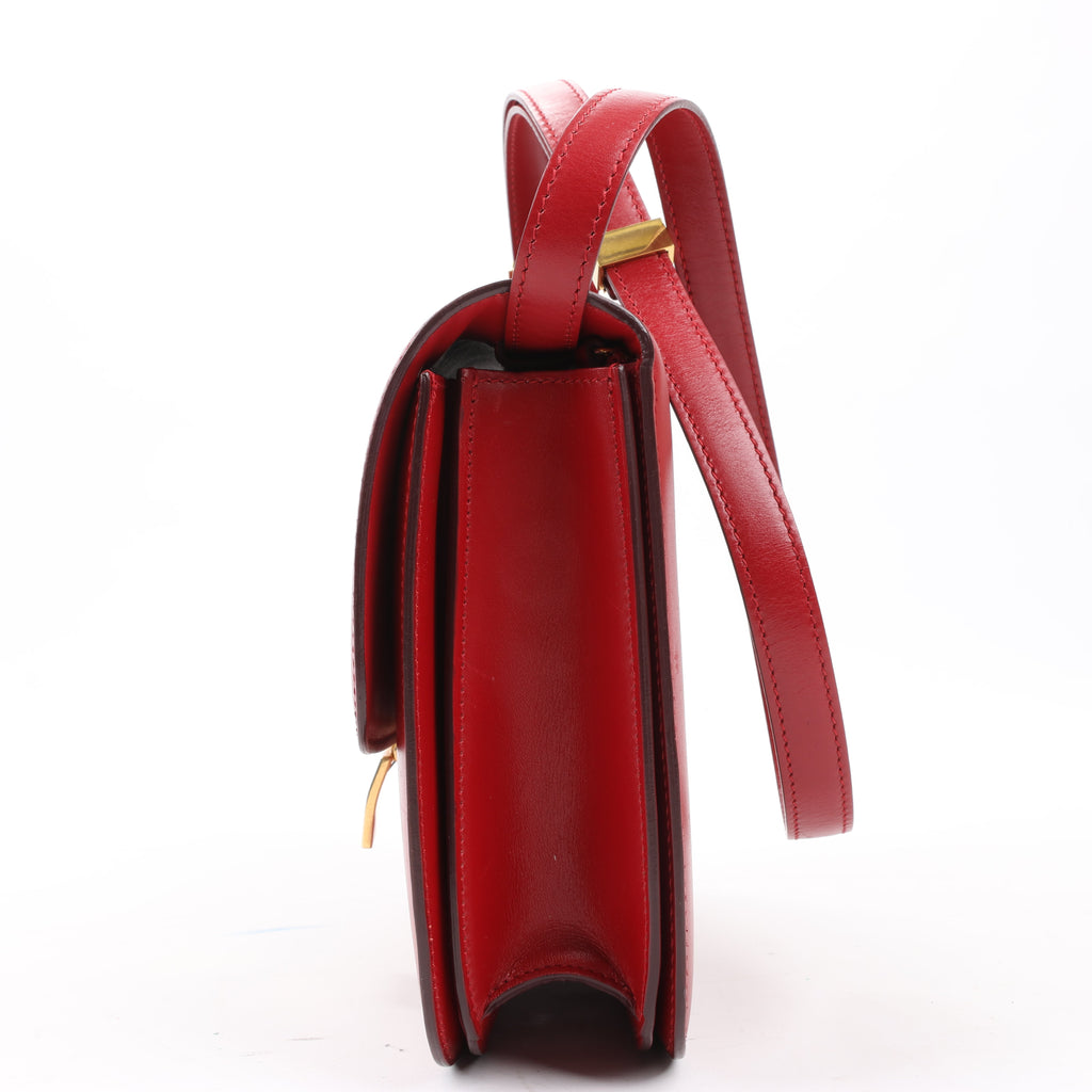 CELINE Classic Box Medium Leather Crossbody Bag in Red