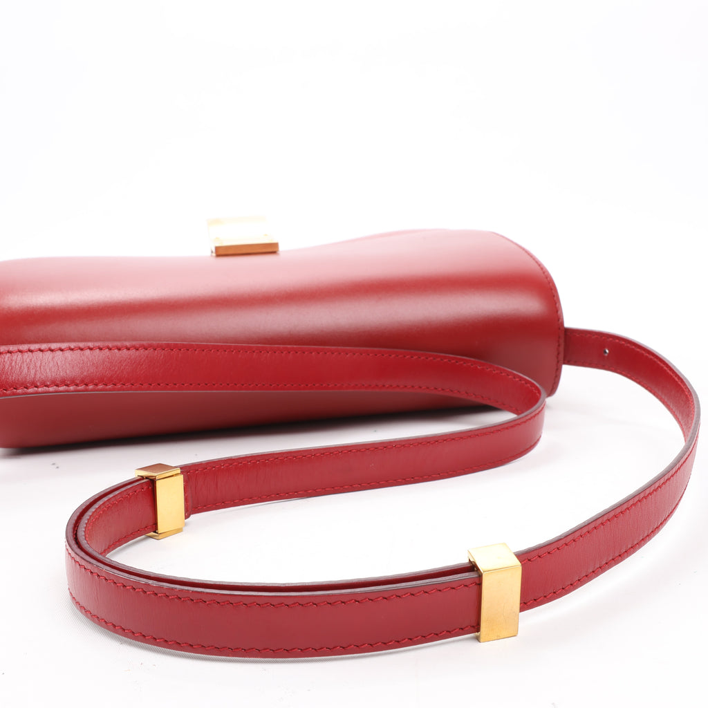 CELINE Classic Box Medium Leather Crossbody Bag in Red