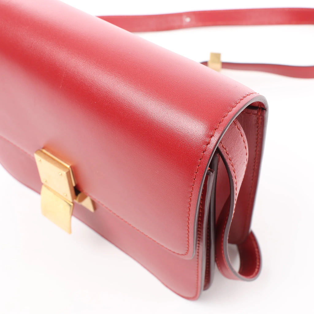 CELINE Classic Box Small Leather Crossbody Bag in Red