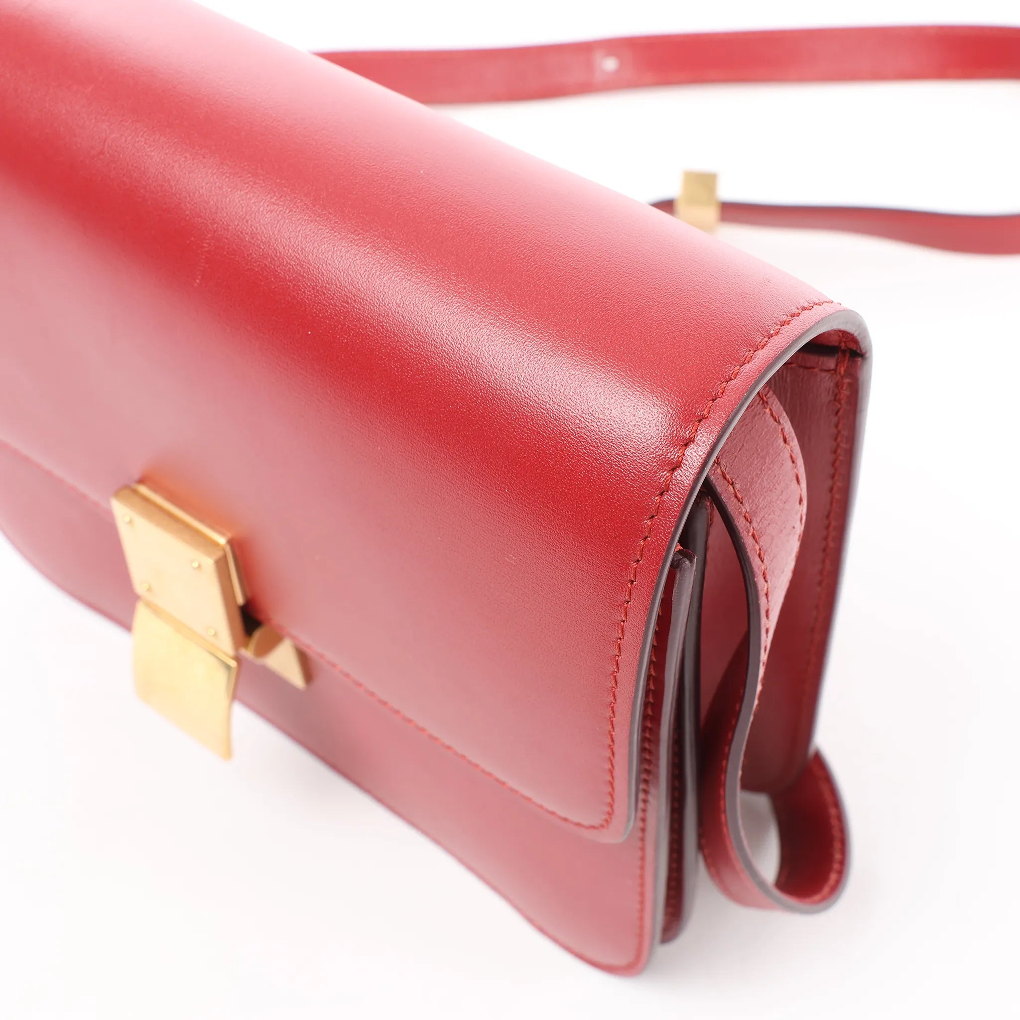 CELINE Classic Box Small Leather Crossbody Bag in Red