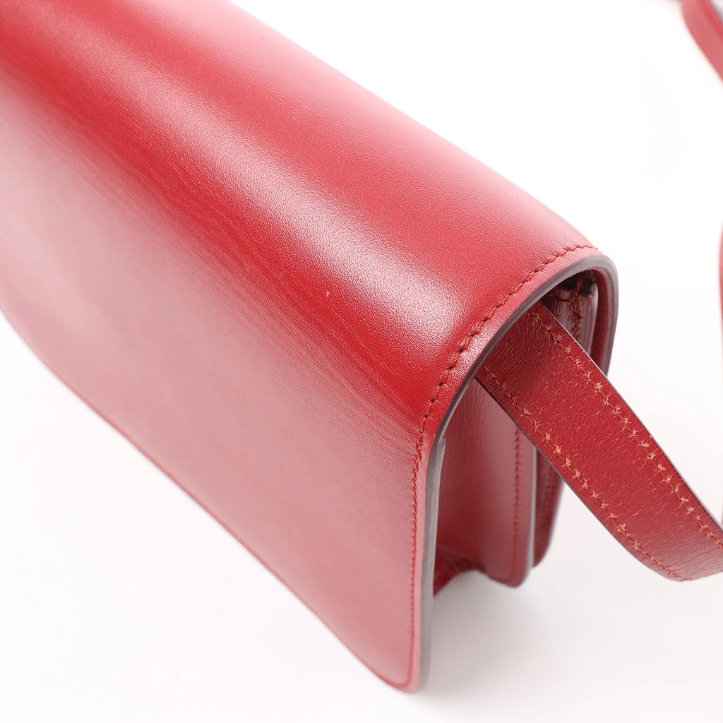 CELINE Classic Box Small Leather Crossbody Bag in Red