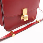 CELINE Classic Box Small Leather Crossbody Bag in Red