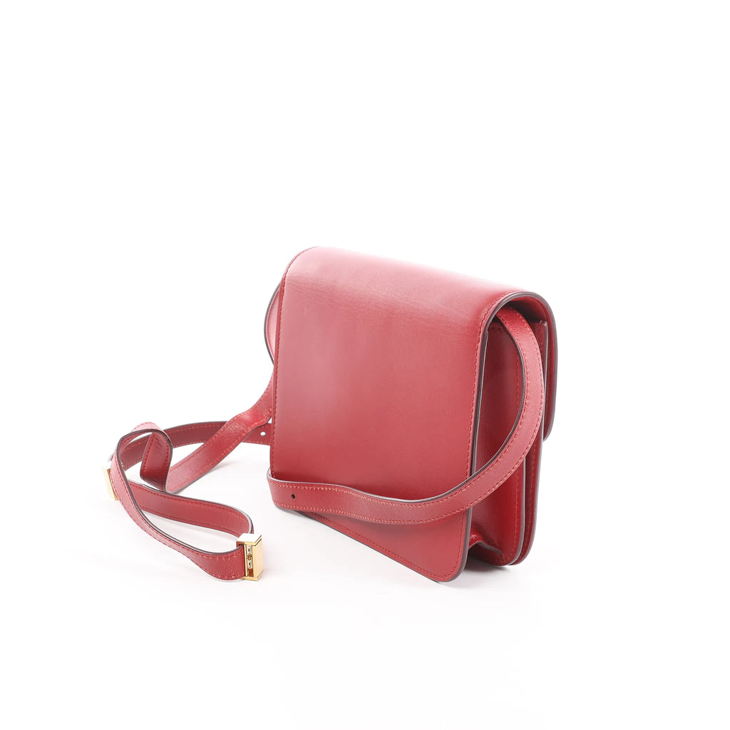 CELINE Classic Box Small Leather Crossbody Bag in Red